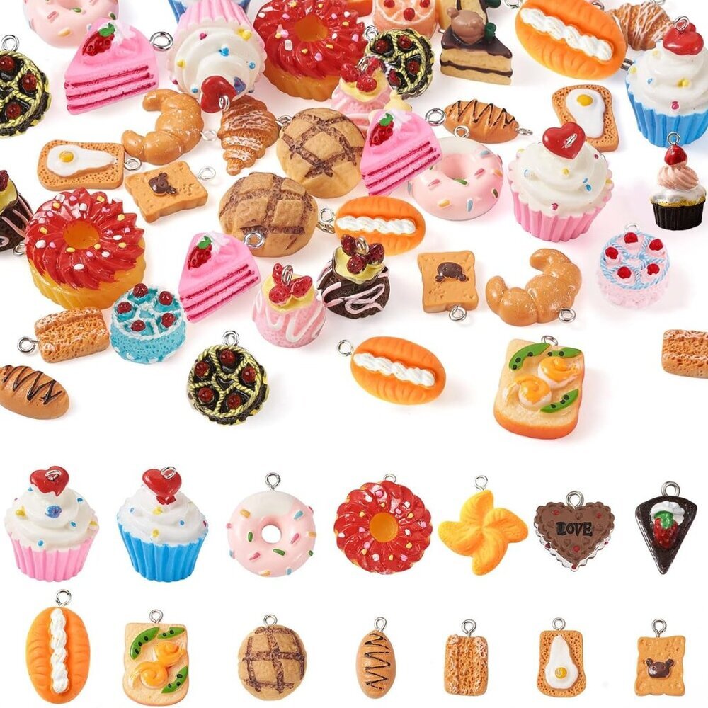 Resin Plastic Miniature Food Snack Pendants Charms Ice Drink Juice Pendants Cute